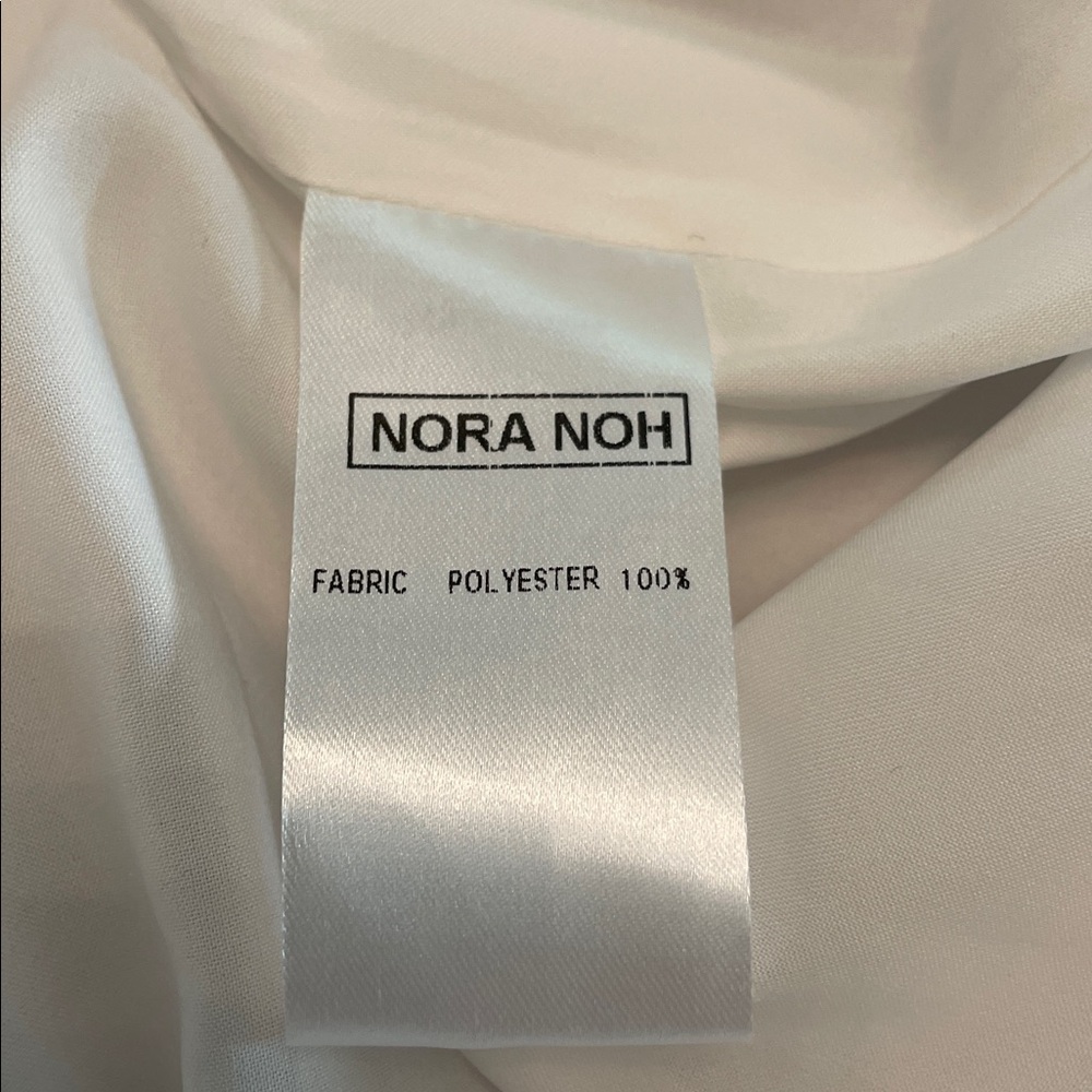 Nora Noh Indigo Pansy Dress Women’s Size 12 Floral 3D Midi 3/4 Sleeve Split Neck - Picture 12 of 16